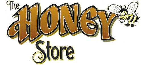 tempHeaderLogo Logo of The Honey Store featuring playful typography and a cartoon bee, emphasizing the store's focus on honey products.